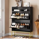 Meuble chaussures 2 abattants double niveau 2 tiroirs meuble d entr�e couloir multi - rangement armoire ...