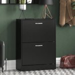 Meuble  chaussures 2 tiroirs ? armoire de rangement pour chaussures meuble d?entre ou de couloir noir ...