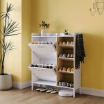 Meuble � chaussures avec 2 tiroirs � clapet - armoire � chaussures avec cloison r�glable - dispositif ...