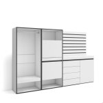 Meuble à chaussures 227x35x145 cm chambre à coucher pièce vestiaire ouvert commode buffet panneaux en ... Meuble à chaussures 227x35x145 cm chambre à coucher pièce vestiaire ouvert commode buffet panneaux en ...