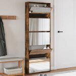 Meuble  chaussures - armoire  chaussures miroir 5 niveaux chne fum 63x17x1695 cm shl797688