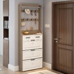 Meuble  chaussures blanc & chne - 3 portes 2 tiroirs penderie - rangement lgant pour entre ou dressing ...