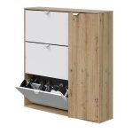 Meuble  chaussures commode  chaussures avec 4 portes coloris chne nordique blanc artik