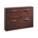 Meuble  chaussures commode  chaussures en pin massif coloris noyer - longueur 110 x profondeur 23 x ...