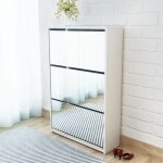 Meuble  chaussures - pour couloir entre - 3 tagres 63x17x1025 cm miroir blanc deco j3840118