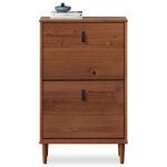 Meuble  chaussures entre mikka 2 abattants en bois massif coloris chtaignier pour jusqu 10 paires ...