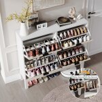 Meuble � chaussures - promiracal - 4 portes - blanc - 100x91x24 cm - 8 �tag�res