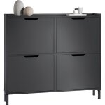 Sobuy meuble � chaussures 4 abattants noir rangement chaussures compact et �troit pour entr�e ou couloir ...