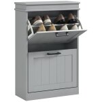 Meuble � chaussures - homcom - armoire � chaussures - 2 portes abattants �tag�res r�glables - 54 x 24 ...