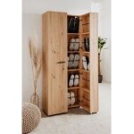 Meuble � chaussures lugo - d�cor ch�ne artisan - l74 x p34 x h1815 cm - capacit� 32 paires