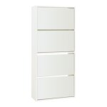Meuble � chaussures lund � 4 abattants avec miroir blanc
