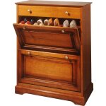 Meuble chaussures merisier 24 paires 2 abattants 1 tiroir l 82. 4 h 102. 9 p 41 cm - l 82. 4 x l 41 x ...