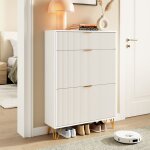 Meuble � chaussures - nov�lys - 80cm - profondeur 24cm - 3 portes abattantes - design cannel� vertical ...