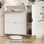 Meuble � chaussures - moderne - 4 portes - 7 compartiments - blanc - 110x24x111. 5cm