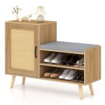 Meuble  chaussures - relax4life - 2 en 1 - coussin de sige amovible - 3 etagres rglables - pieds ...