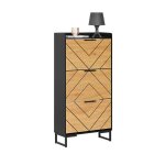 Meuble � chaussures sobuy armoire 3 abattants sur pied design bois noir rangement entr�e gain de place ...