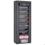 Meuble � chaussures textile - janshop - massido - graphite - 28x58x175 cm - 10 �tag�res - structure en ...