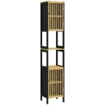 Meuble colonne homcom rangement salle de bain bicolore dim. 30l x 32l x 172h cm 2 placards avec tagre ...