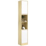Meuble colonne rangement salle de bain - homcom - style cosy - 2 portes tagre 2 niches - 30 x 24 x ...