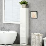 Meuble colonne rangement salle de bain style contemporain 2 placards 3 �tag�res et 1 tiroir coulissant ...