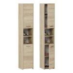 Meuble colonne de salle de bain - 2 portes 1 étagère - 40x30x170 cm - meuble rangement - armoire salle ... Meuble colonne de salle de bain - 2 portes 1 étagère - 40x30x170 cm - meuble rangement - armoire salle ...