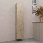 Meuble colonne pour salle de bains 2 portes finition ch�ne naturel - 30x25x150 - timber
