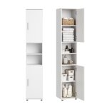 Meuble colonne salle de bain - 35x35x187 cm - armoire de salle de bain �troite - 6 compartiments - meuble ...