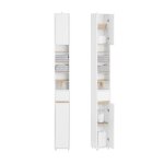 Colonne salle de bain troite 20x20x180 cm ? 1 tiroir, 2 portes, 5 tagres rglables ? blanc ? sobuy ...