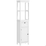 Meuble colonne de salle de bain - homcom - 2 tagres 1 tiroir et 1 placard - 40 x 30 x 165 cm - blanc ...