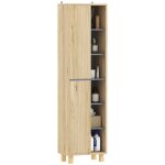 Meuble colonne salle de bain - homcom - 6 compartiments ouverts et 2 placards - dim. 40l x 24p x 148h ...