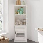 Meuble colonne salle de bain rangement avec 2 compartiments ouverts 3 tagres 1 porte armoire multifonction ...