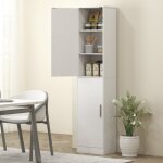 Meuble colonne sdb haut 180cm blanc - 2 portes avec tagres rglables - rangement troit pour salle ...