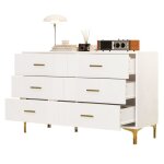 Meuble commode blanche de rangement chambre avec 6 tiroirs pour salon et chambre dimensions: h76 / l120 ...