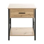 Meuble console table console en bois coloris ch�ne clair et m�tal coloris noir - longueur 45 x profondeur ...