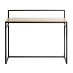 Meuble console table console en bois coloris ch�ne et m�tal noir - longueur 100 x profondeur 30 x hauteur ...