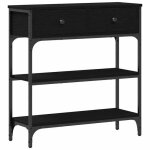 R�duction - meuble console - table dappoint design �l�gant - avec tiroir ch�ne noir 725 x 25 x 75 cm ...