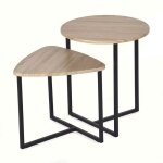 Meubles cosy lot de 2 tables basses gigognes style industriel en m�tal noir et bois imitation ch�ne ? ...
