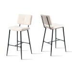 Meubles cosy lot de 2 tabourets de bar scandinaves avec dossier en tissu mouton boulette beige - pomona ...