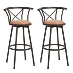 Meubles cosy lot de 2 tabourets de bar industriels pivotants avec dossier en tissu marron - hailey 29 ...