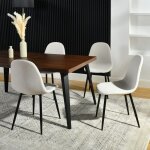 Meubles cosy lot de 4 chaises de salle � manger de style scandinave tissu blanc 44x53x86cm