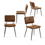 Meubles cosy lot de 4 chaises de salle � manger scandinaves en tissu su�d� marron - pomona