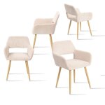 Meubles cosy lot de 4 fauteuils de salle � manger scandinaves avec accoudoirs en velours c�tel� beige ...