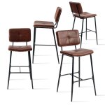 Meubles cosy lot de 4 tabourets de bar chaises haute avec dossier et repose - pied simili cuir en marron ... Meubles cosy lot de 4 tabourets de bar chaises haute avec dossier et repose - pied simili cuir en marron ...