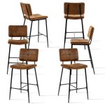 Meubles cosy lot de 6 tabourets de bar chaises haute avec dossier et repose - pied tissu en microfibre ... Meubles cosy lot de 6 tabourets de bar chaises haute avec dossier et repose - pied tissu en microfibre ...