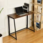 Meubles cosy bureau / table dordinateur industriel pliant avec 4 roulettes en bois et en m�tal noir - ...
