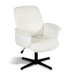 Meubles cosy fauteuil de bureau ergonomique r�glable pivotant avec accoudoirs en tissu bouclette blanc ...