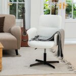 Meubles cosy fauteuil de bureau ergonomique r�glable pivotant avec accoudoirs en tissu bouclette blanc ...