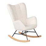 Meubles cosy fauteuil  bascule allaitement scandinave avec accoudoirs en tissu mouton boulette beige ...