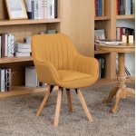 Meubles cosy fauteuil de bureau rotatif tissu jaune et pied en bois de h�trestyle scandinavecarson