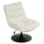 Meubles cosy fauteuil de loisirs r�glable tissu mouton boulette blanc pivotant � 360� - lambery